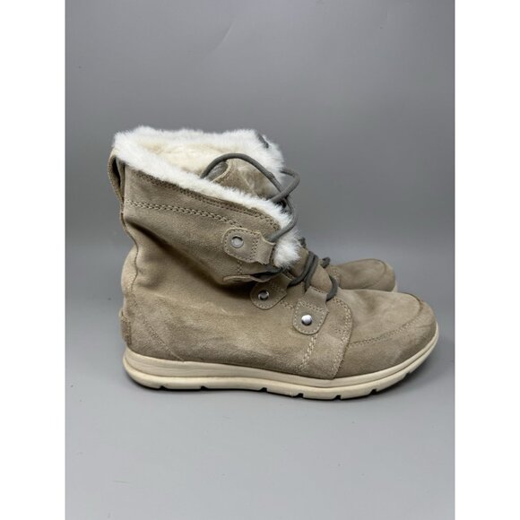 Sorel Winter Boots Womens 11 Explorer Il Joan Beige Suede Faux Fur NL3424-271 - Picture 1 of 8